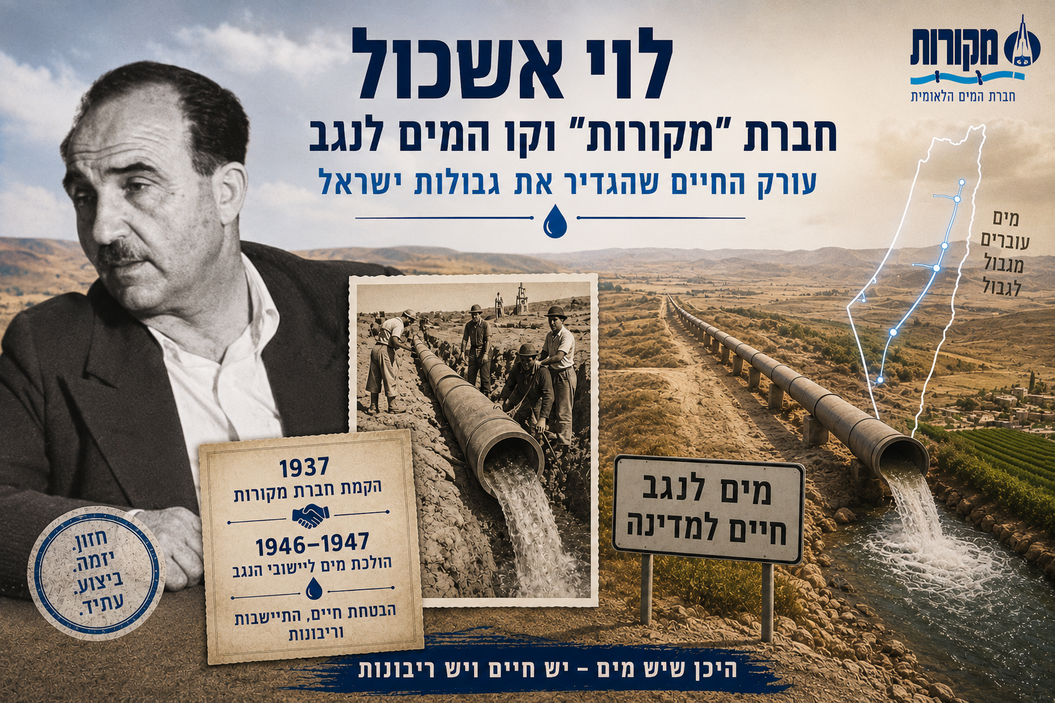 Read more about the article לוי אשכול, חברת מקורות וקו המים לנגב